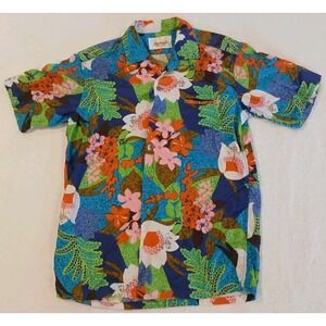 VTG 60s–70s Kamehameha Hawaiian Shirt Multicolor Floral Groovy Hawaii Size Med